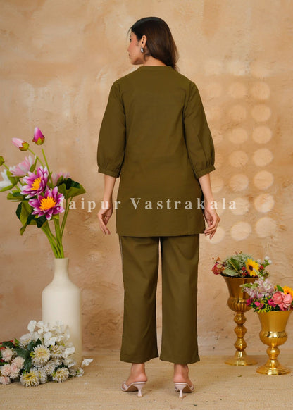 Olive Habitat Cotton Flex Co-ord Set