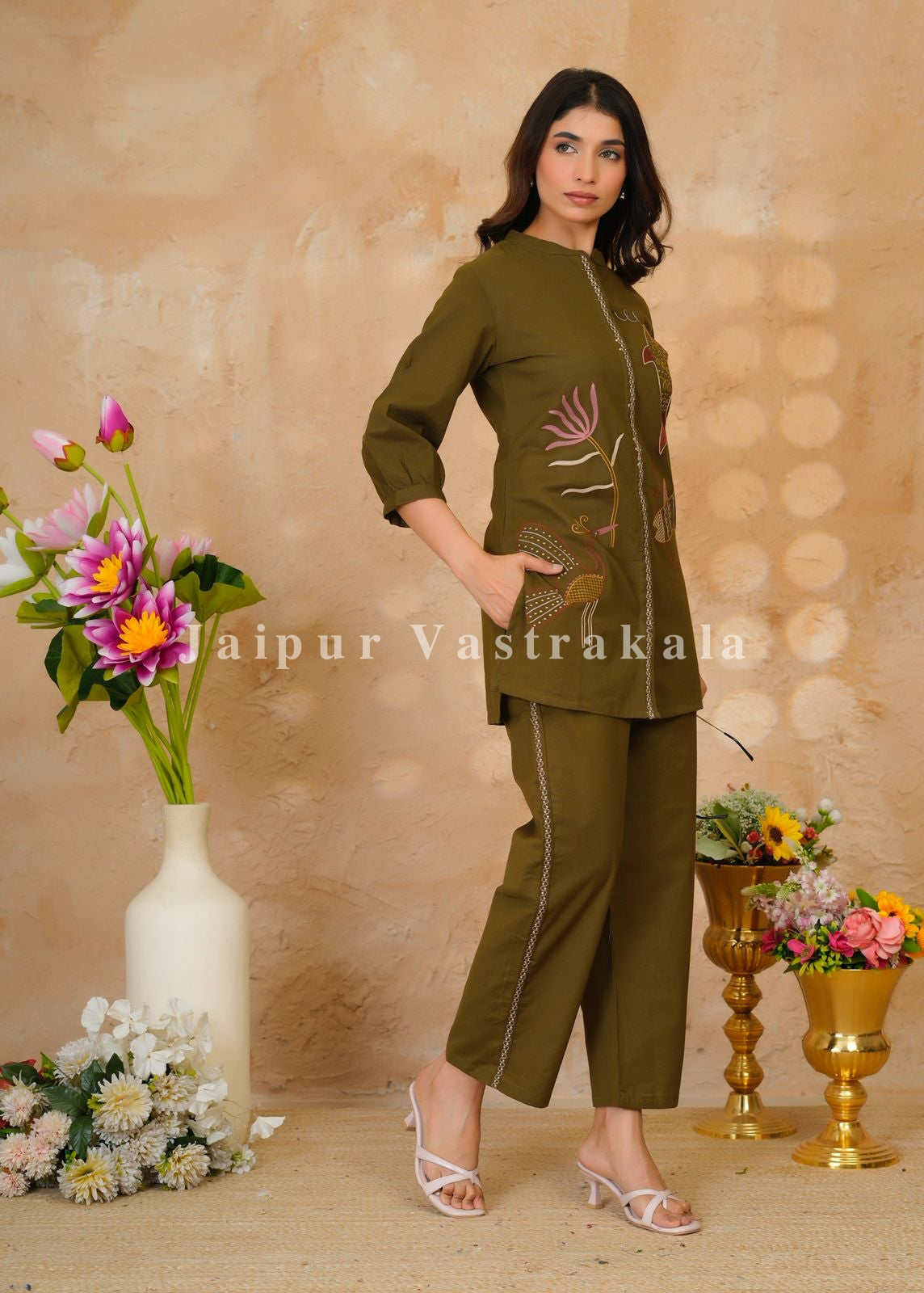 Olive Habitat Cotton Flex Co-ord Set