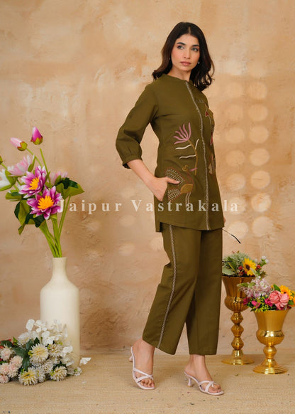 Olive Habitat Cotton Flex Co-ord Set