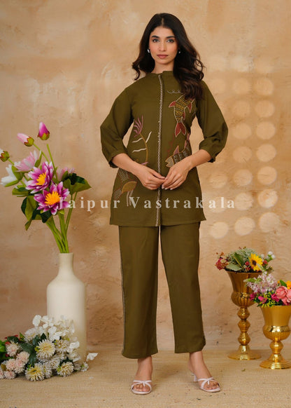 Olive Habitat Cotton Flex Co-ord Set