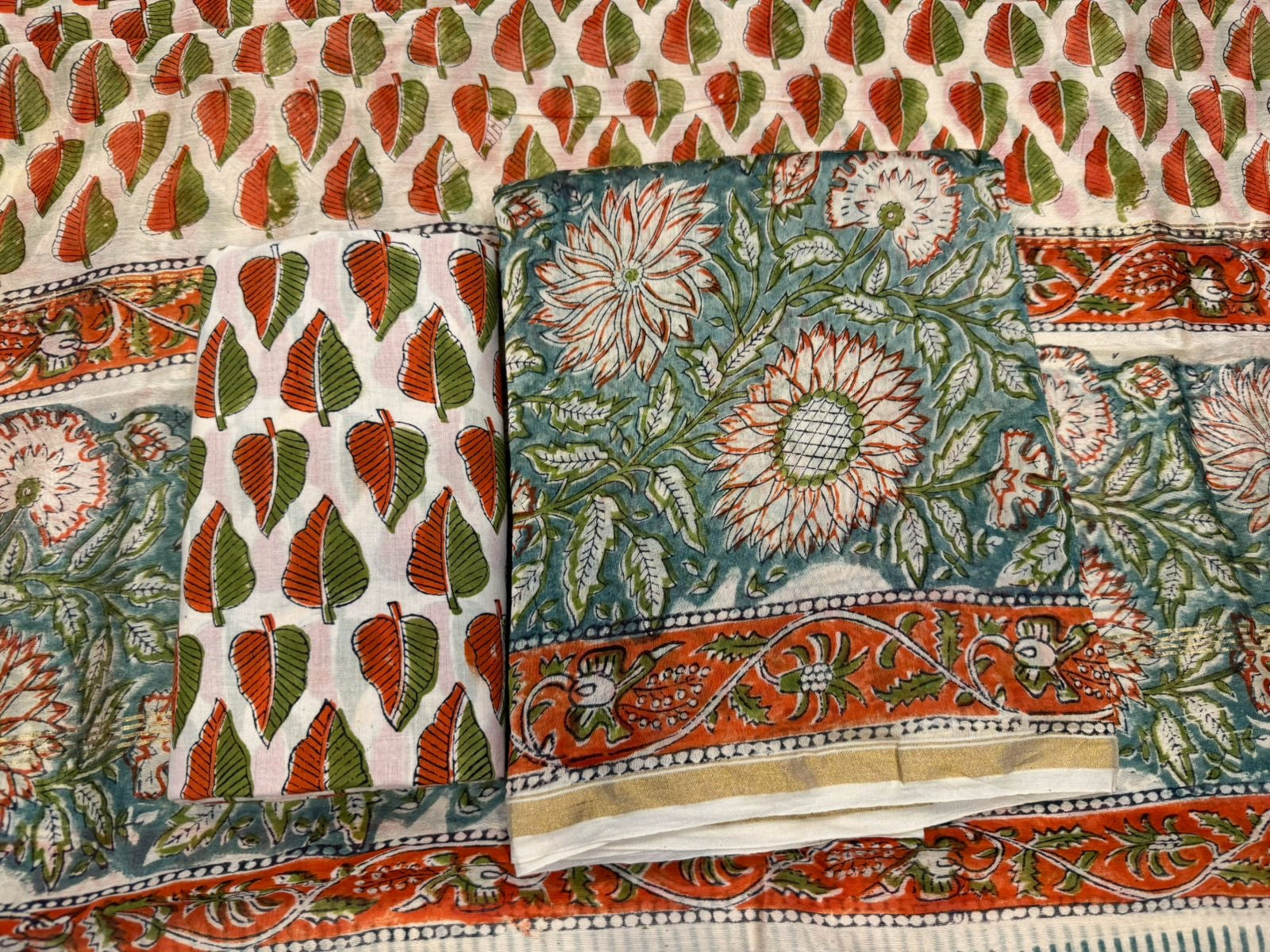 hand block printed chanderi silk suit