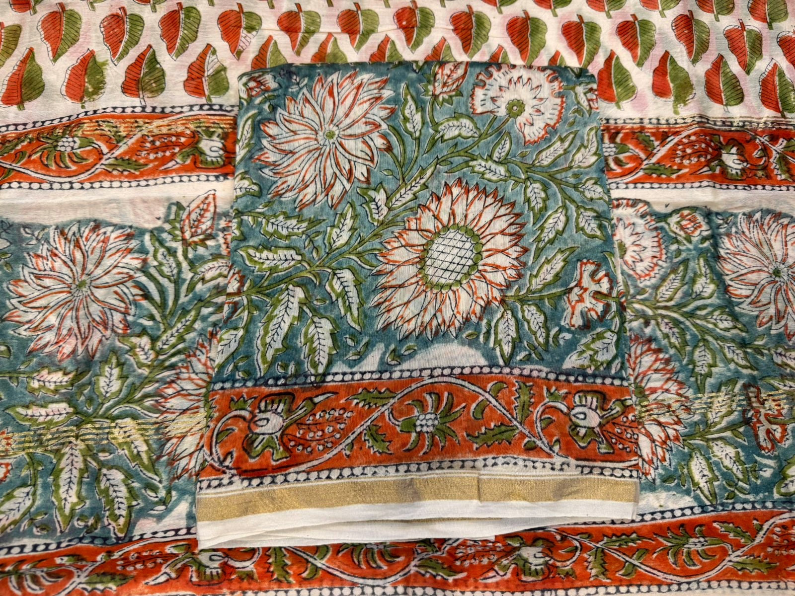 hand block printed chanderi silk suit