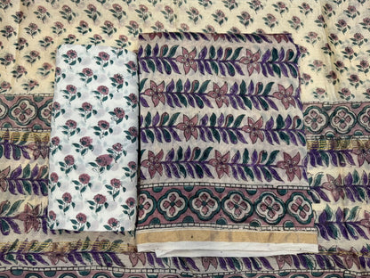 hand block printed chanderi silk suit
