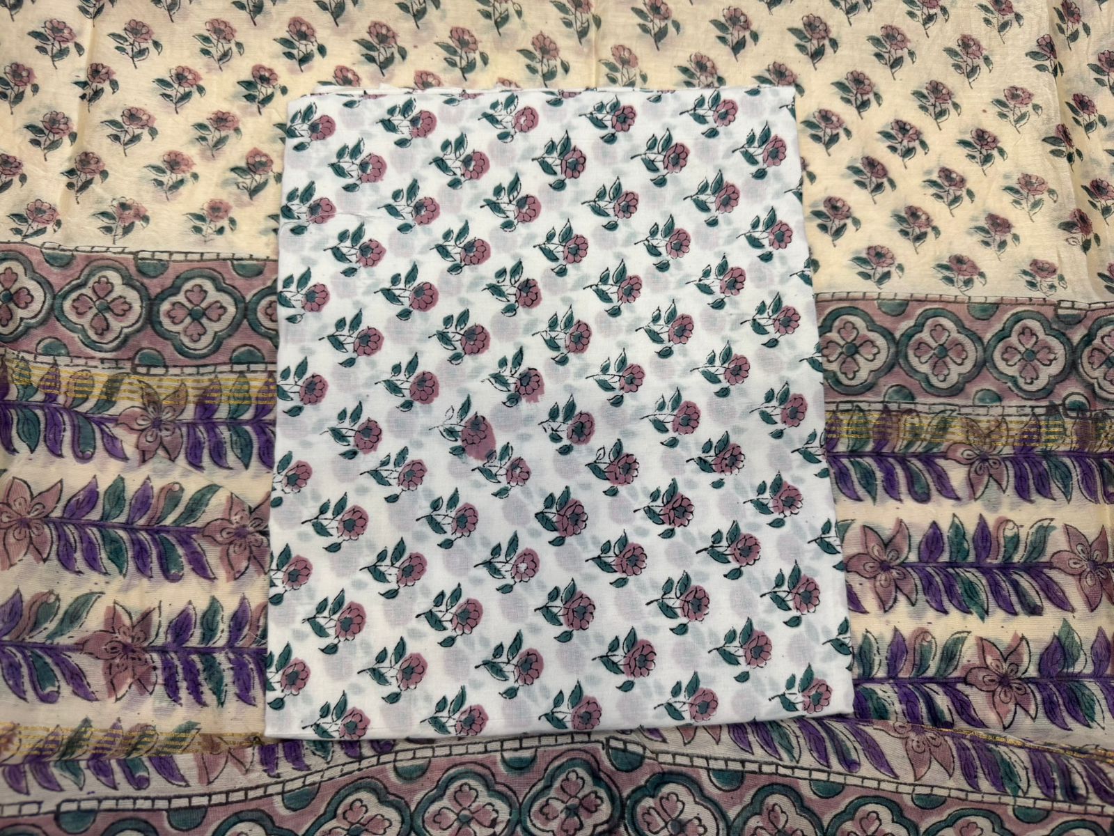 hand block printed chanderi silk suit