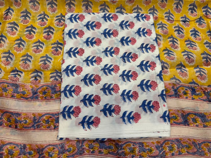 hand block printed chanderi silk suit