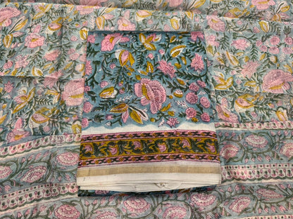 hand block printed chanderi silk suit