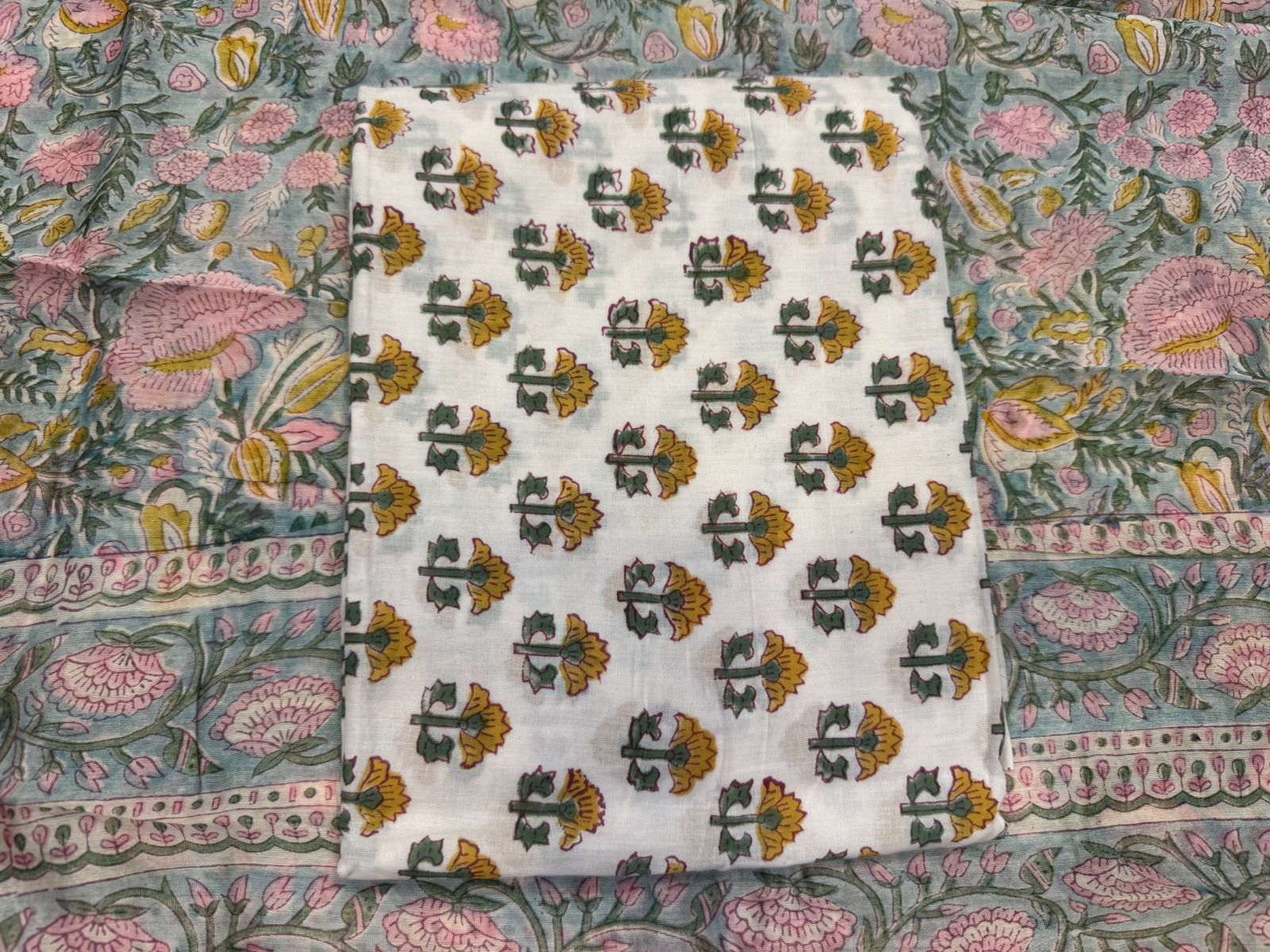 hand block printed chanderi silk suit