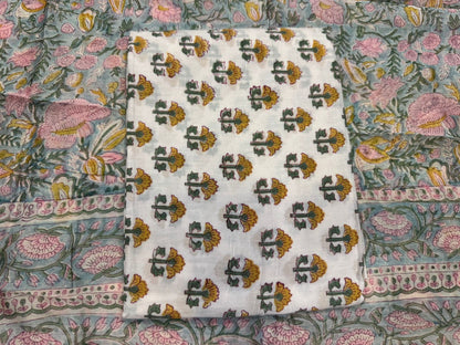 hand block printed chanderi silk suit