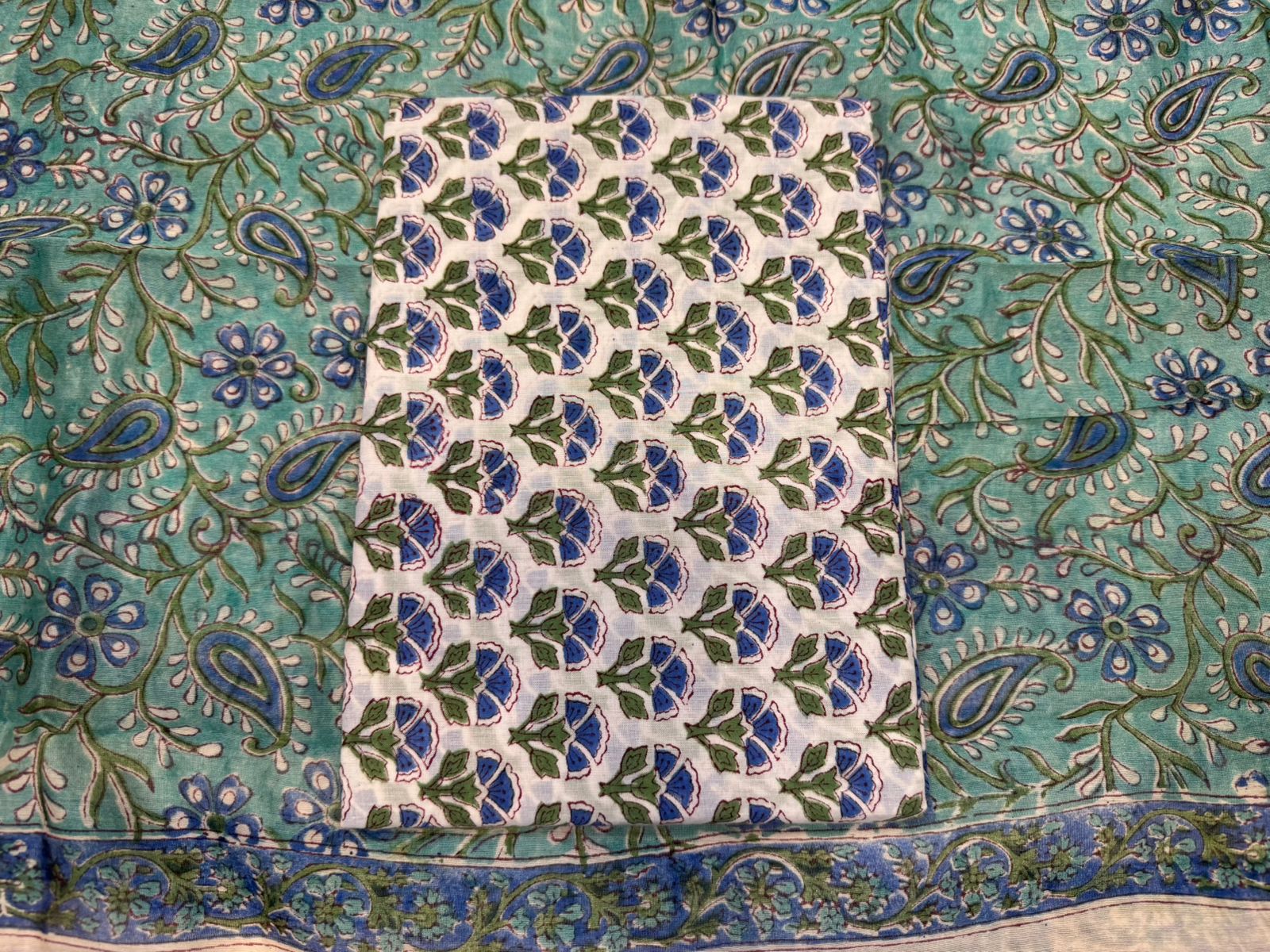 hand block printed chanderi silk suit