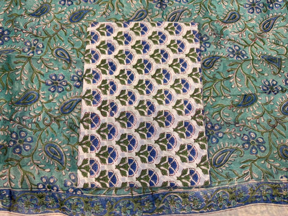 hand block printed chanderi silk suit