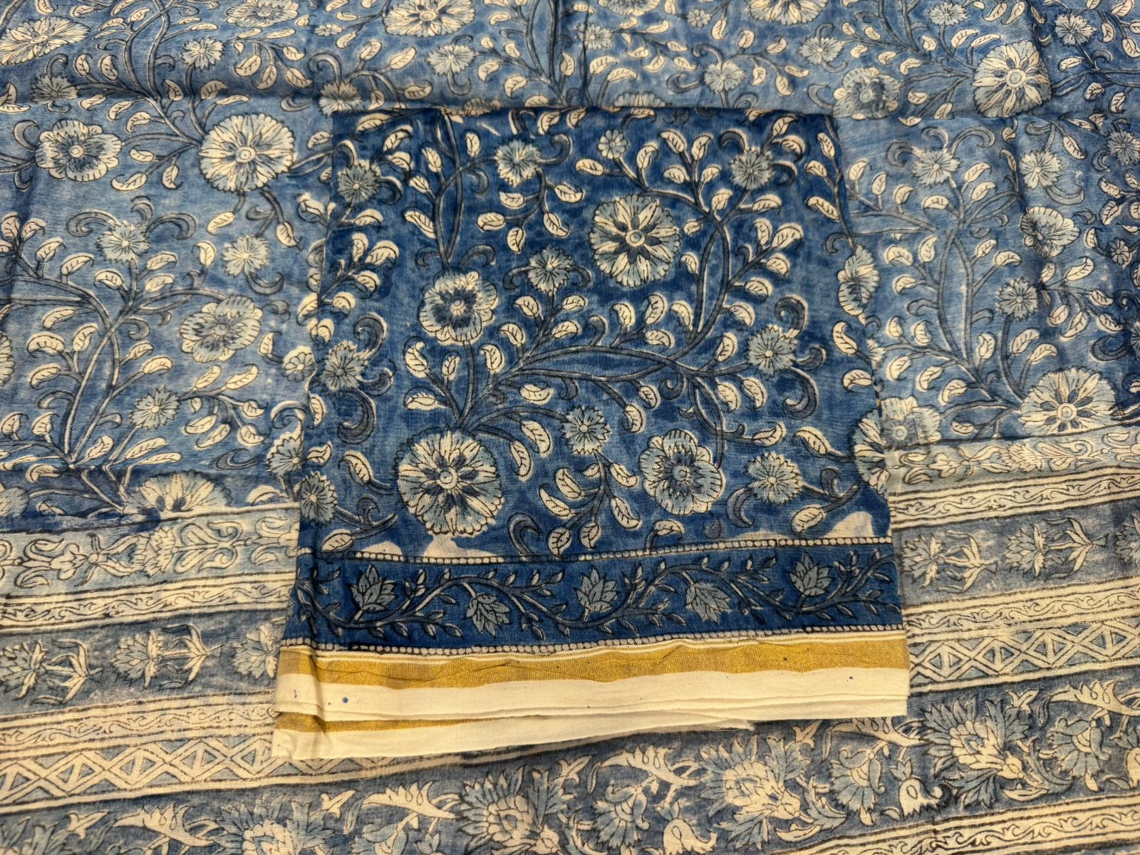 hand block printed chanderi silk suit