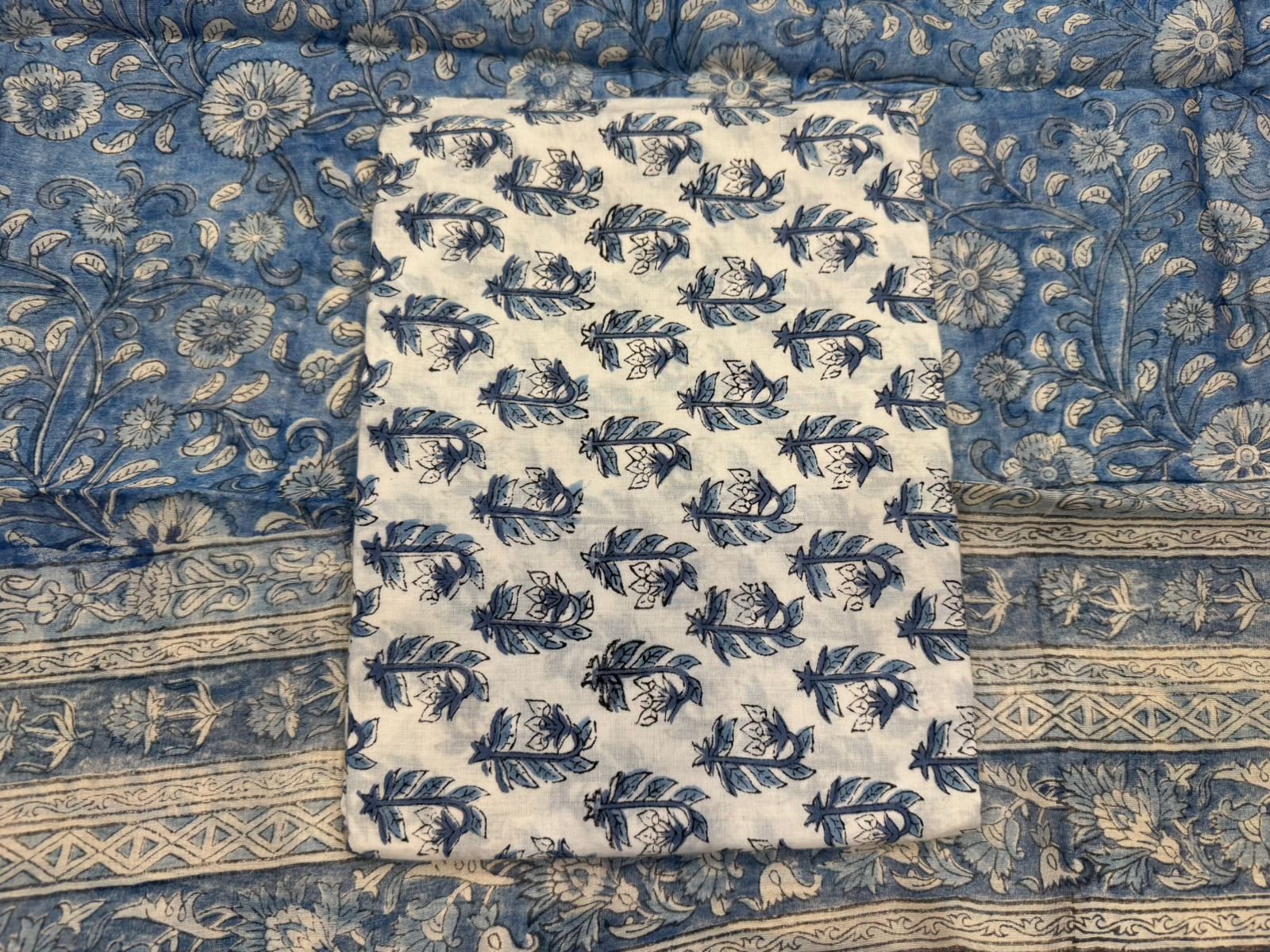 hand block printed chanderi silk suit
