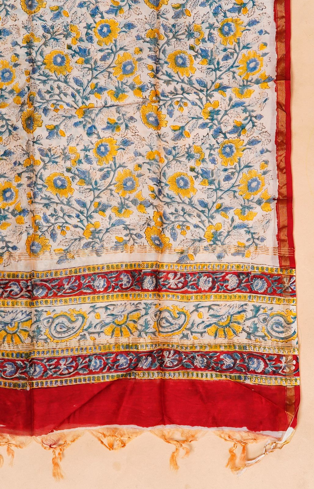 hand block printed chanderi silk suit