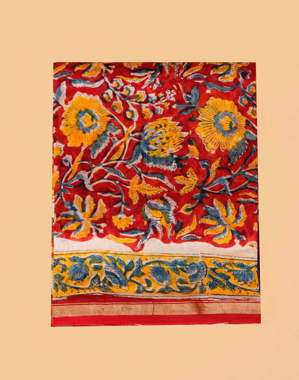 hand block printed chanderi silk suit