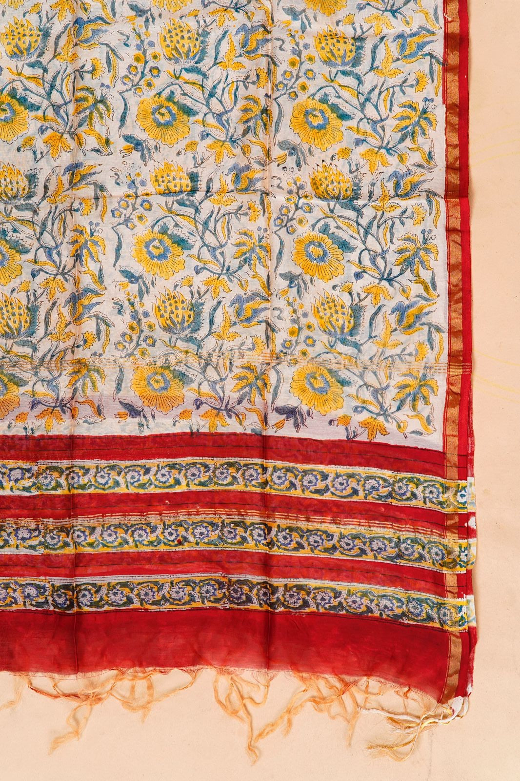 hand block printed chanderi silk suit