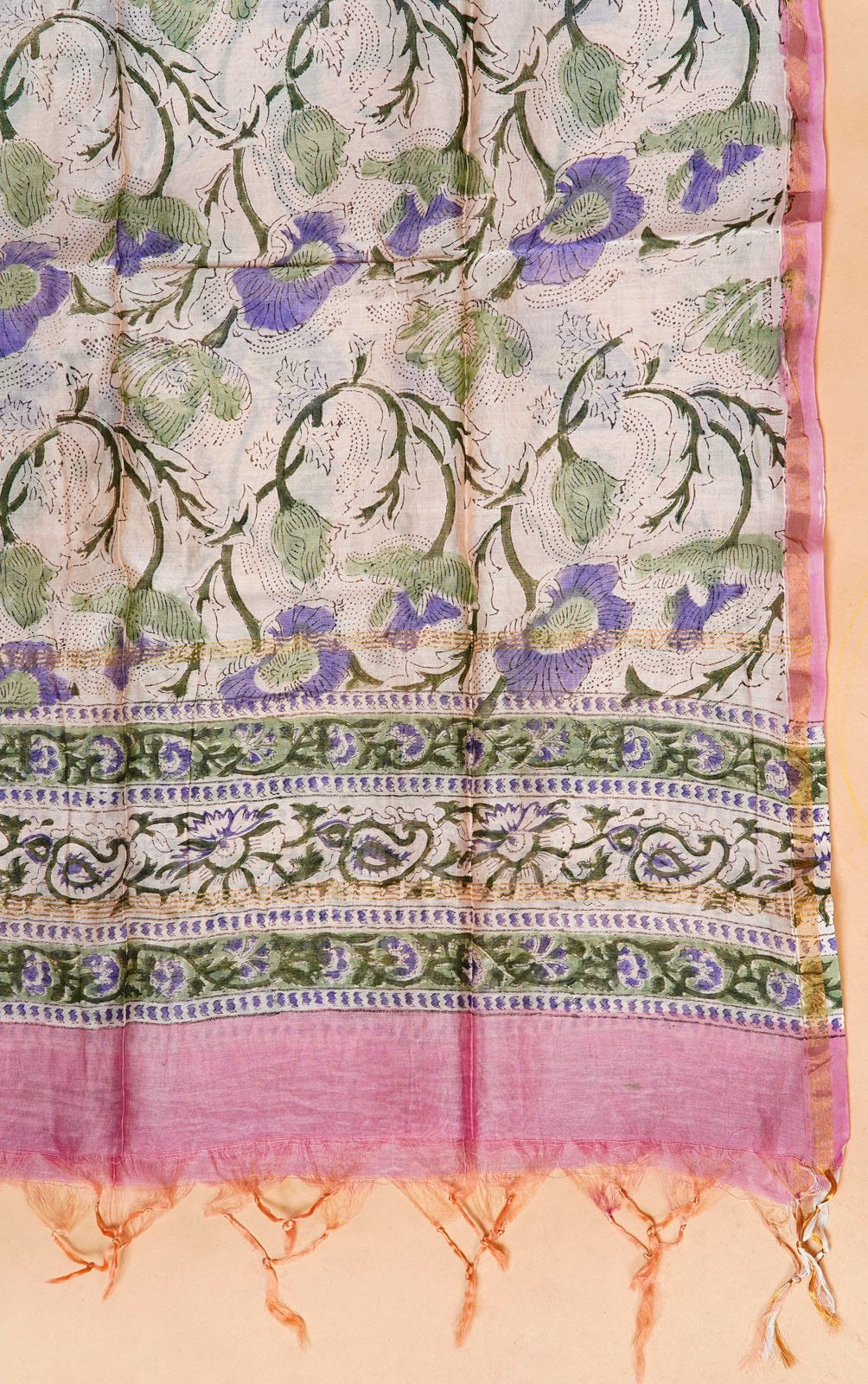 hand block printed chanderi silk suit