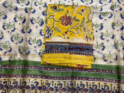 hand block printed chanderi silk suit