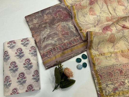 hand block printed chanderi silk suit