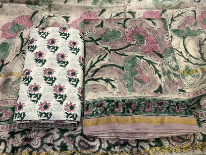hand block printed chanderi silk suit