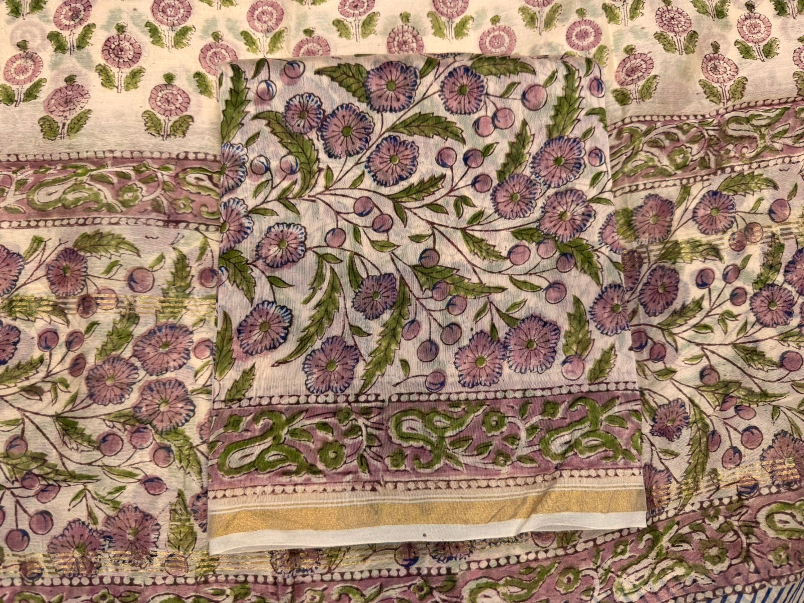 hand block printed chanderi silk suit