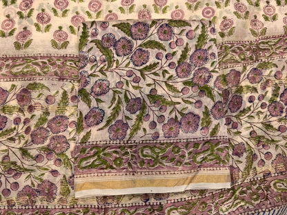 hand block printed chanderi silk suit