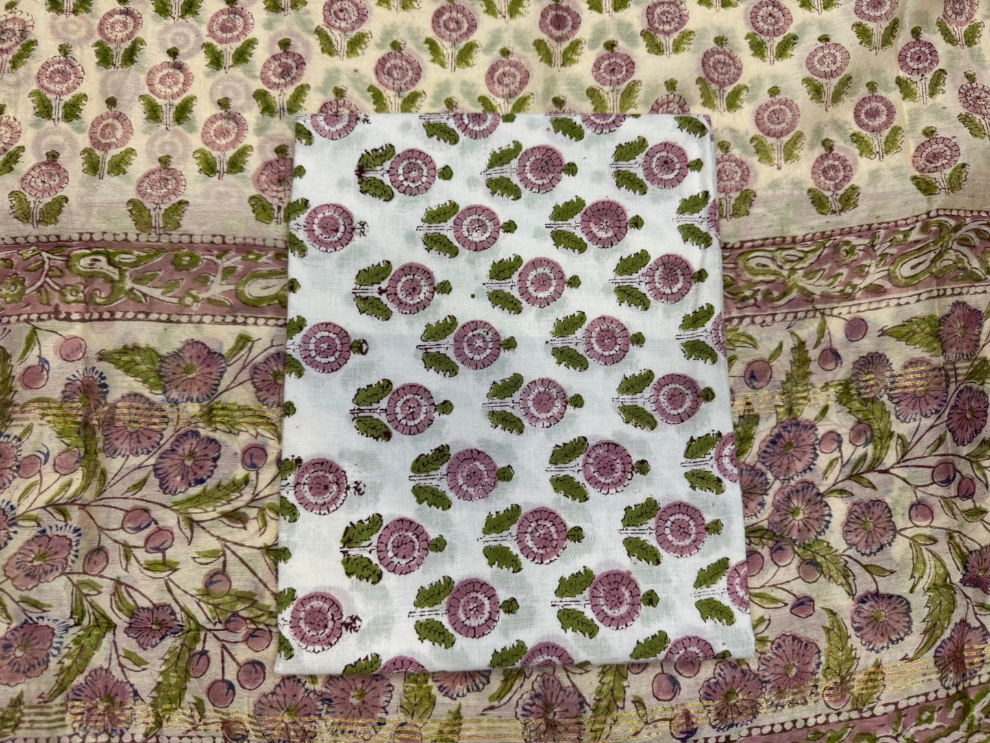 hand block printed chanderi silk suit