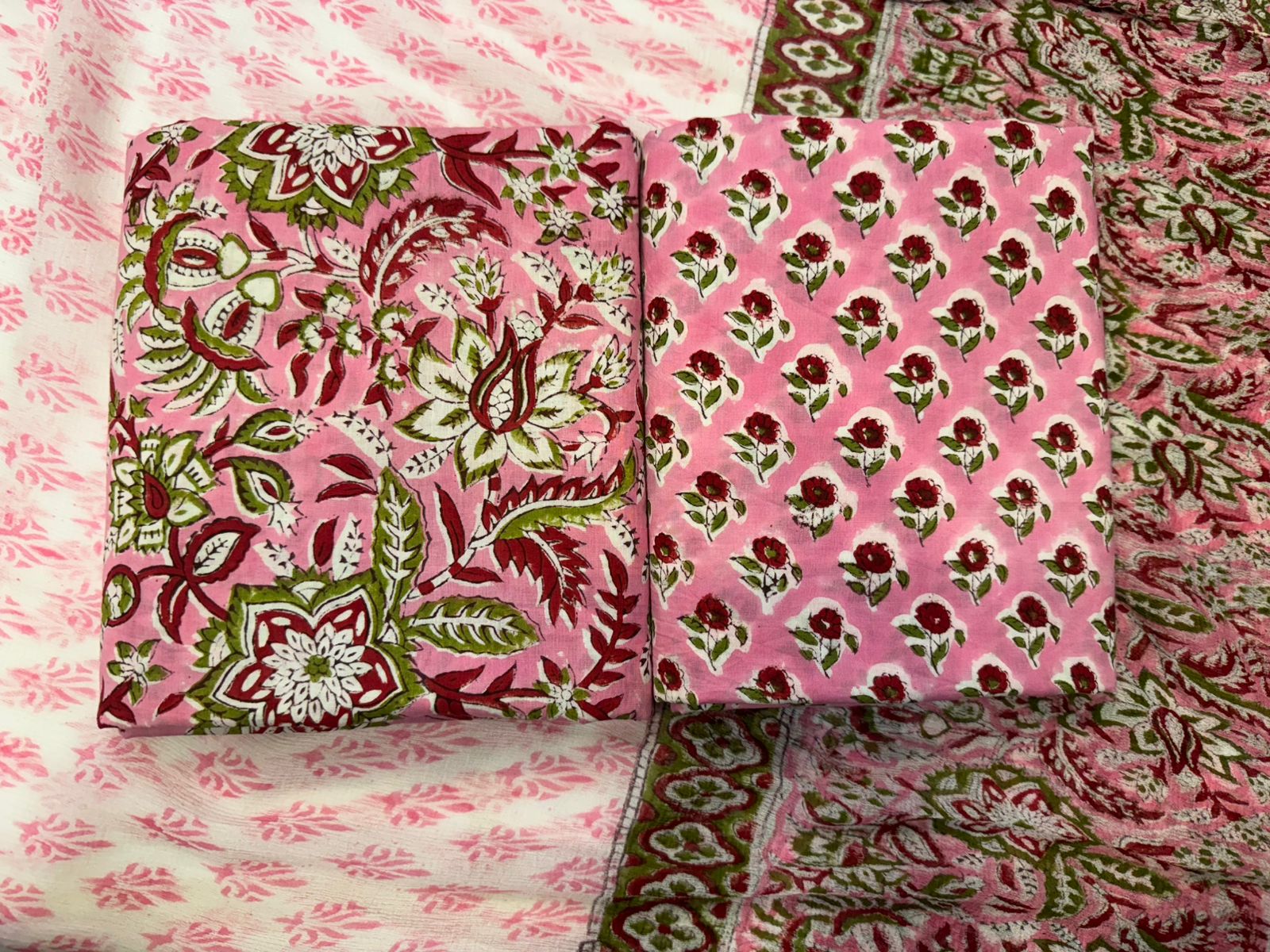 hand block printed chiffon dupatta suit