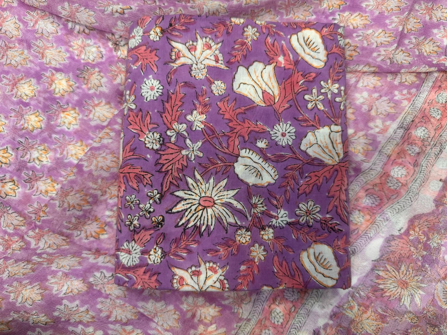 Cotton Hand Work Suit with Chiffon Dupatta