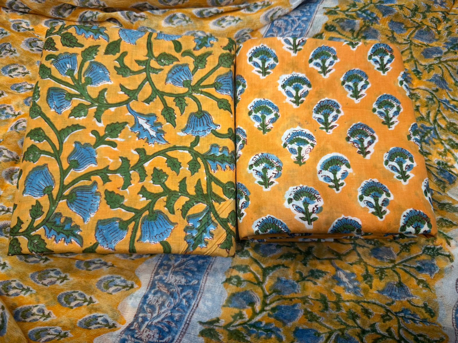 hand block printed chiffon dupatta suit