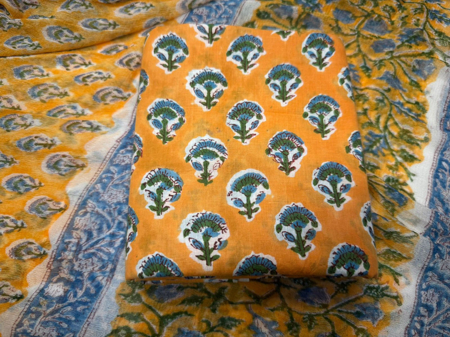 Cotton Suit with Chiffon Duppata