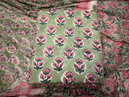Cotton Suit with Chiffon Duppata