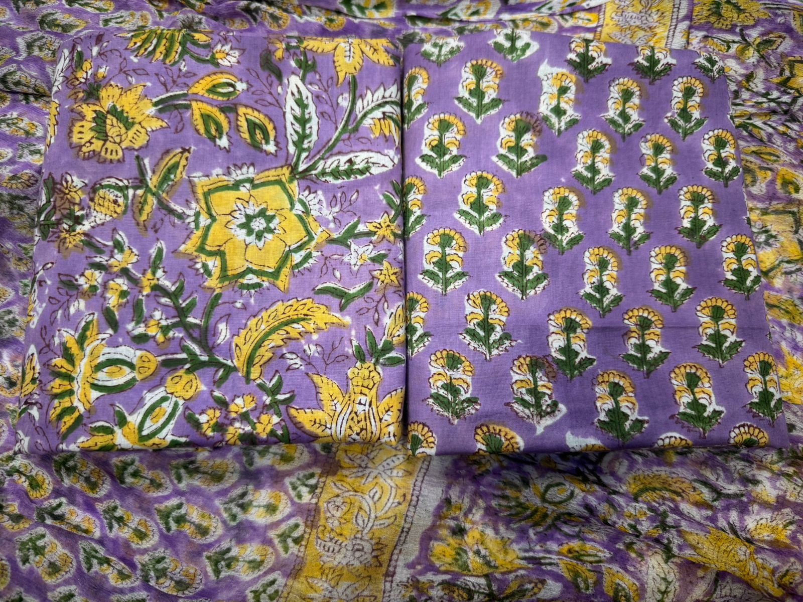 hand block printed chiffon dupatta suit