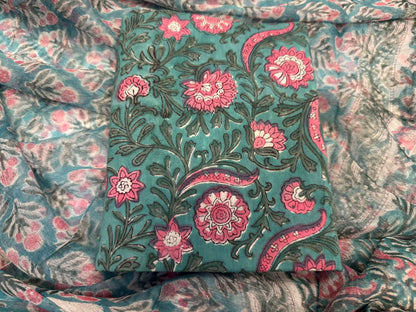Cotton Suit with Chiffon Duppata