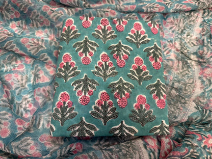 Cotton Suit with Chiffon Duppata