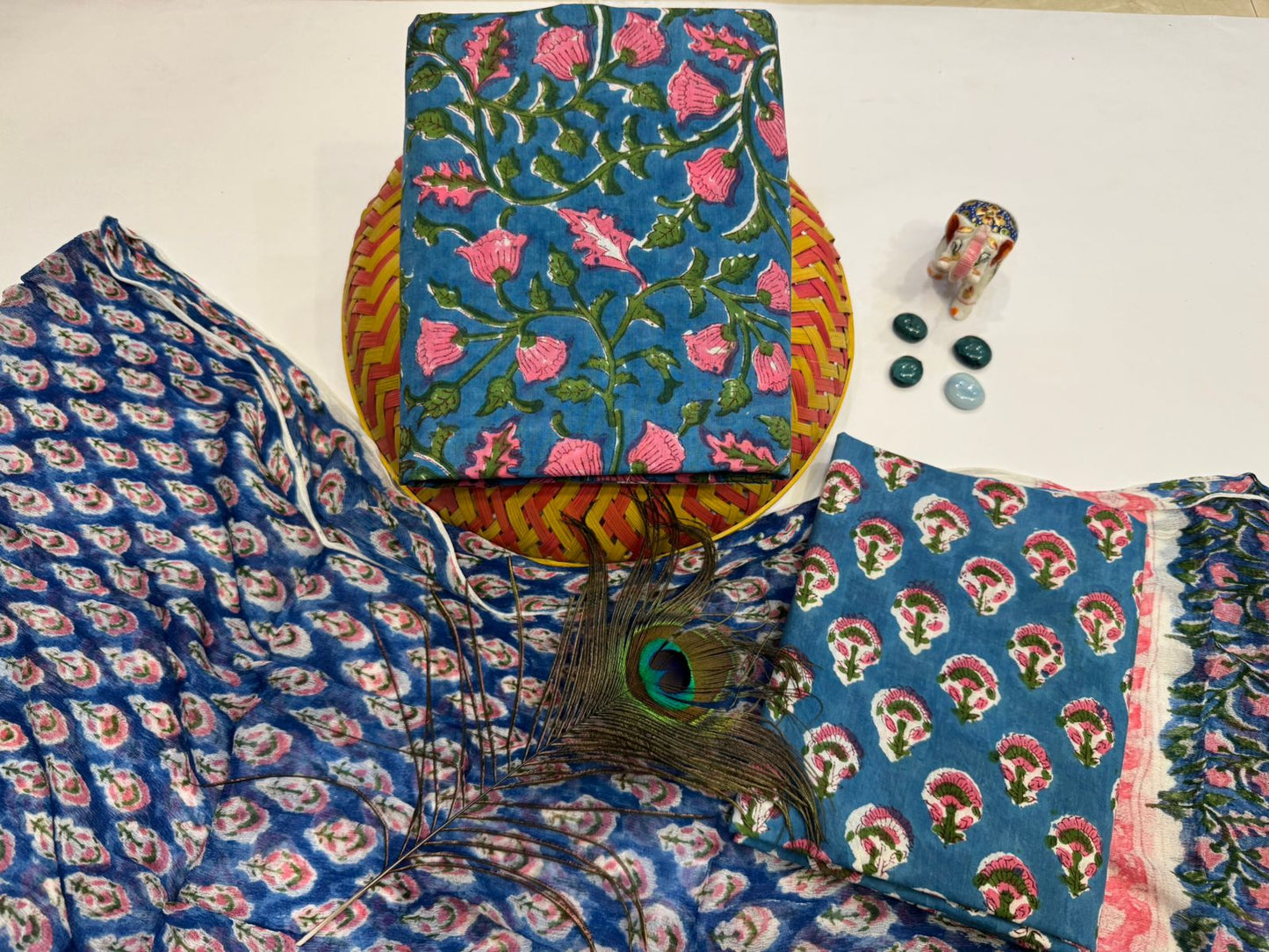 hand block printed chiffon dupatta suit