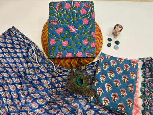 hand block printed chiffon dupatta suit