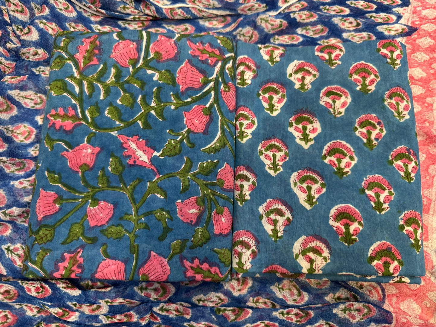 hand block printed chiffon dupatta suit