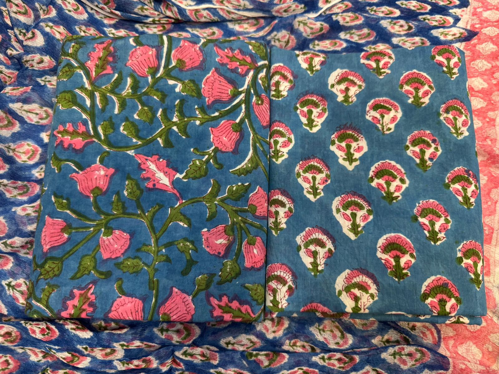hand block printed chiffon dupatta suit