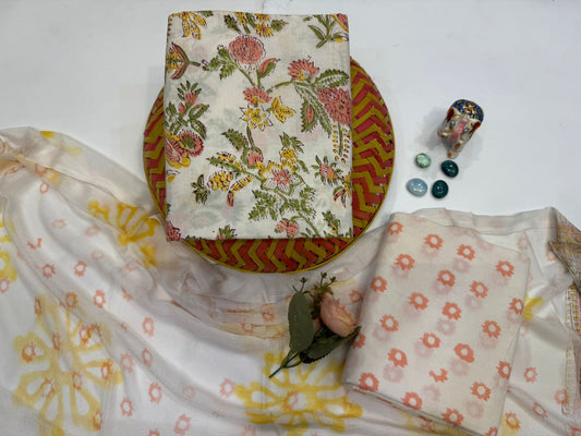 Cotton Suit with Chiffon Duppata