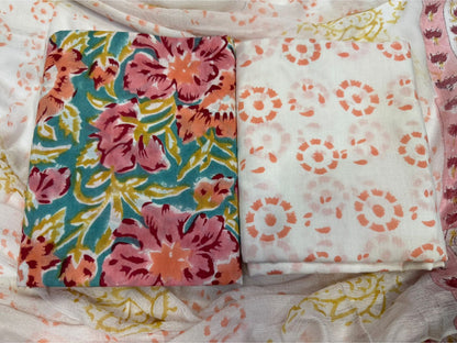 Cotton Suit with Chiffon Duppata