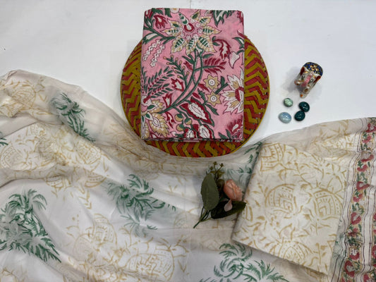 Cotton Suit with Chiffon Duppata