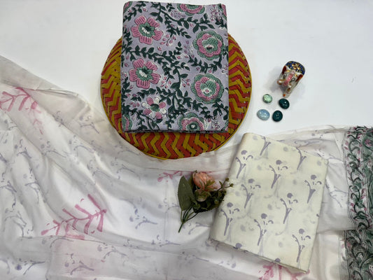 Cotton Suit with Chiffon Duppata