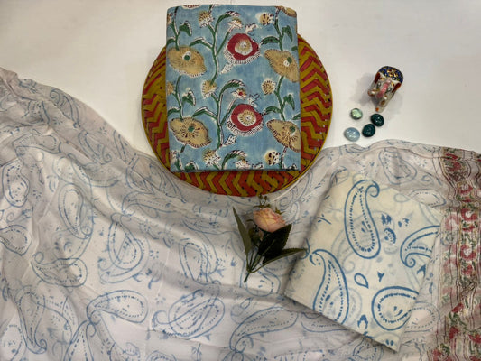 Cotton Suit with Chiffon Duppata