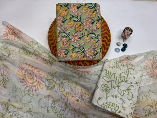 Cotton Suit with Chiffon Duppata