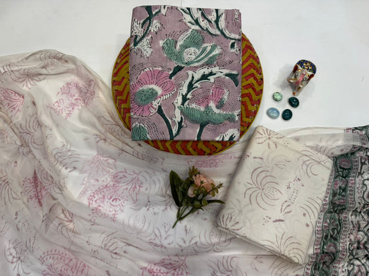Cotton Suit with Chiffon Duppata