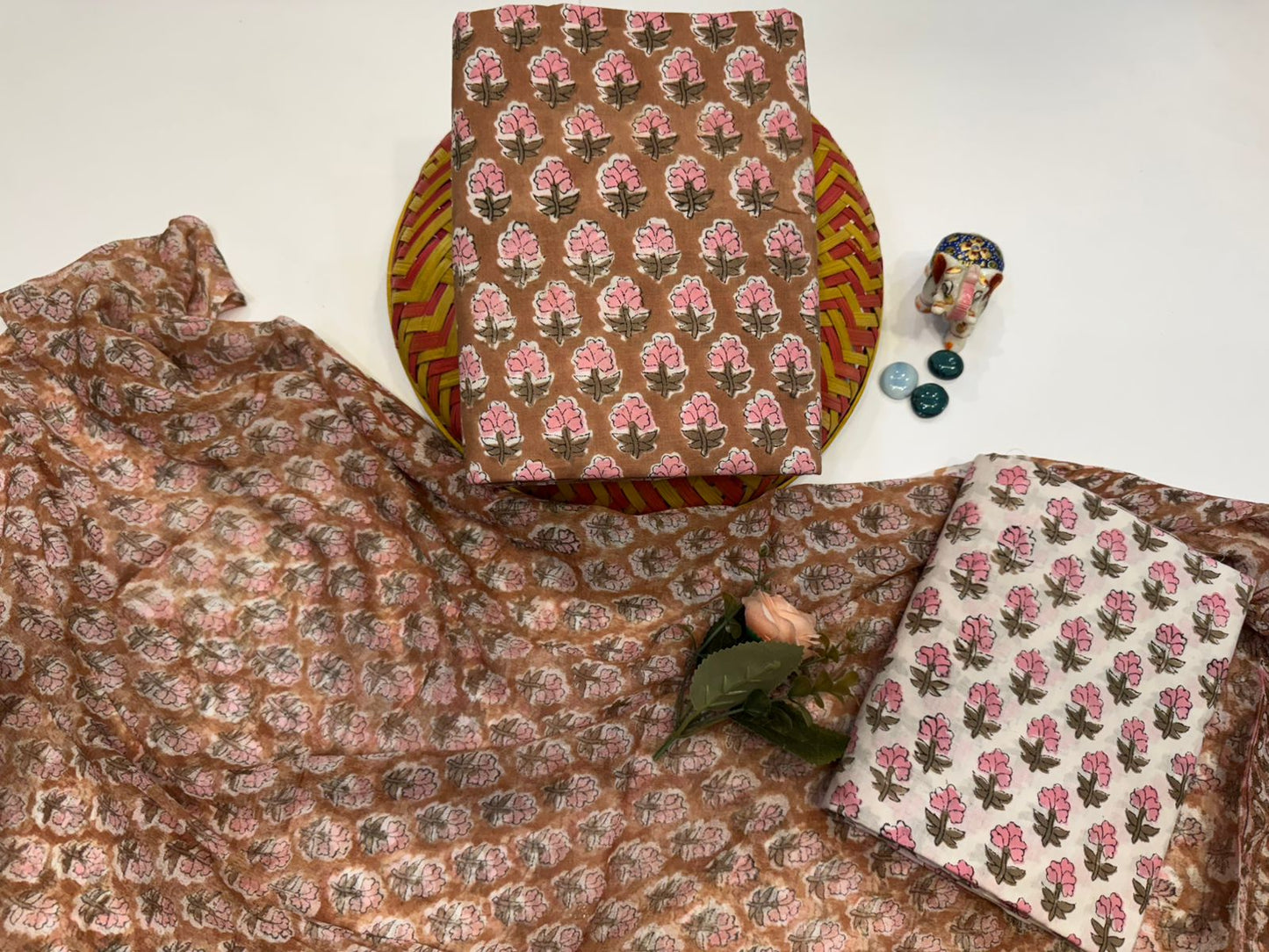 Cotton Suit with Chiffon Duppata