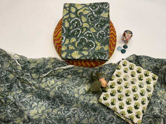 Cotton Suit with Chiffon Duppata