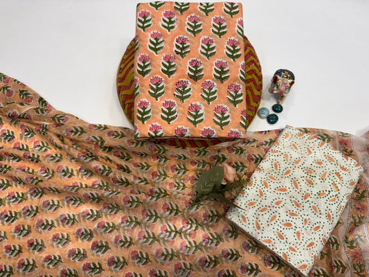 Cotton Suit with Chiffon Duppata