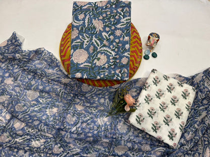 Cotton Suit with Chiffon Duppata