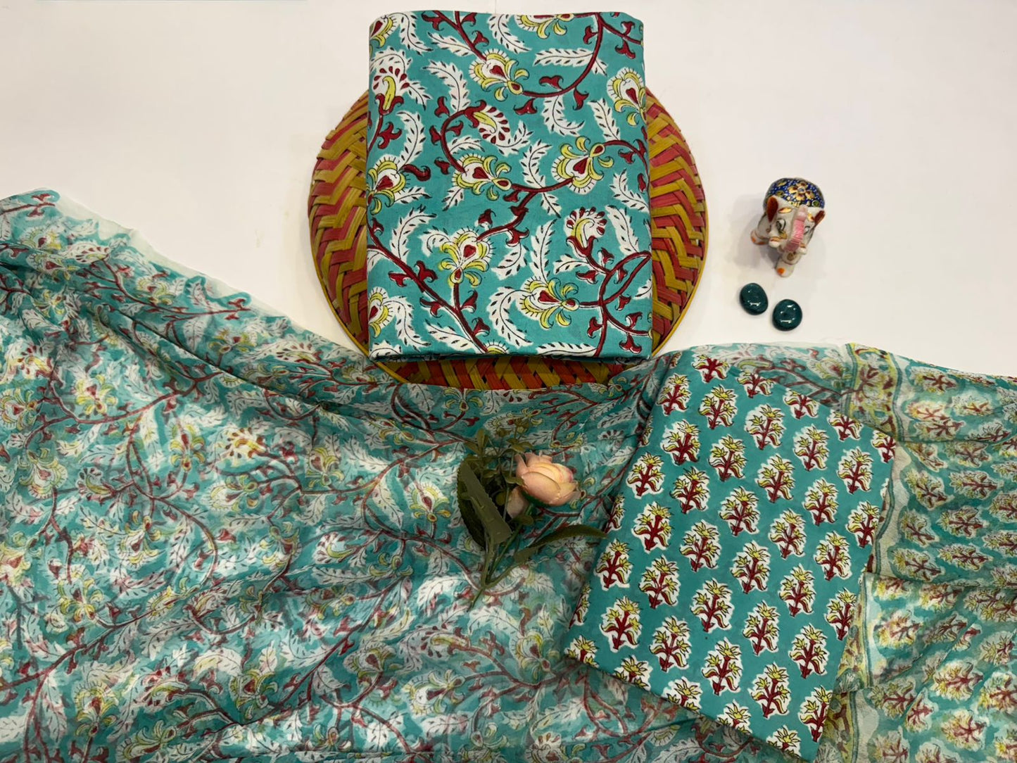 Cotton Suit with Chiffon Duppata